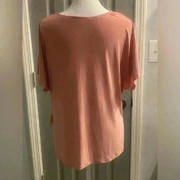 Perseption Concept short sleeve V neck front tie knot in mauve NWT size Large - Picture 6 of 8